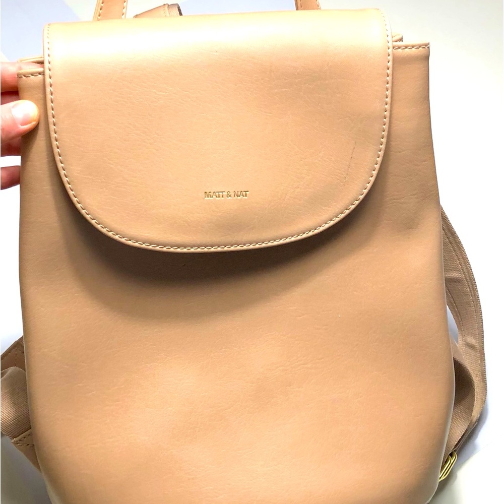 Matt and Nat Vegan Leather Beige Backpack with Adjustable Straps
